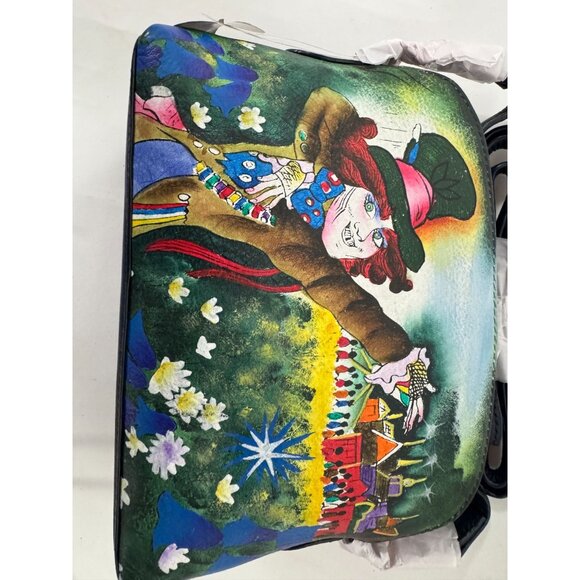 Sharif Colorful Leather Mad Hatter Artistic Shoulder Bag With Beaded Accents & S - Picture 14 of 16